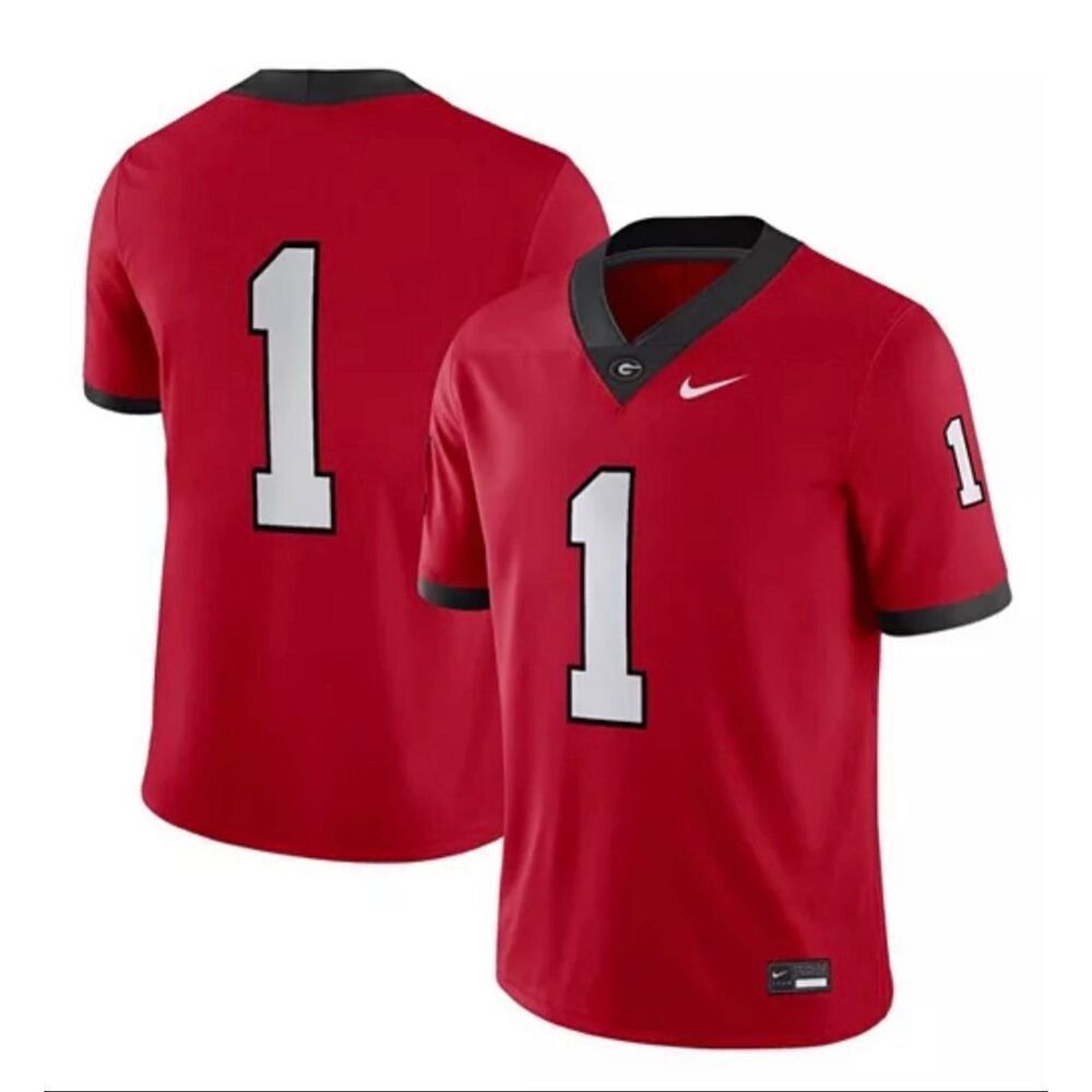 Nike Georgia Bulldogs #1 DriFit Home Game Football Jersey Red/Black Large